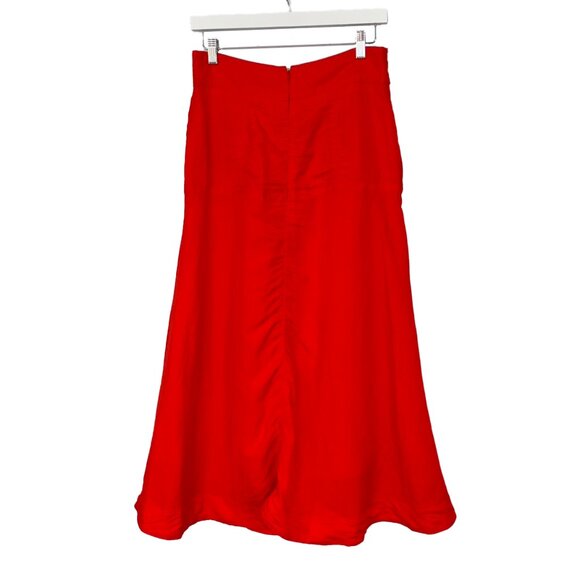 Ann Taylor Bright Red Linen Blend A-Line Maxi Skirt - Size 6 - Picture 3 of 5